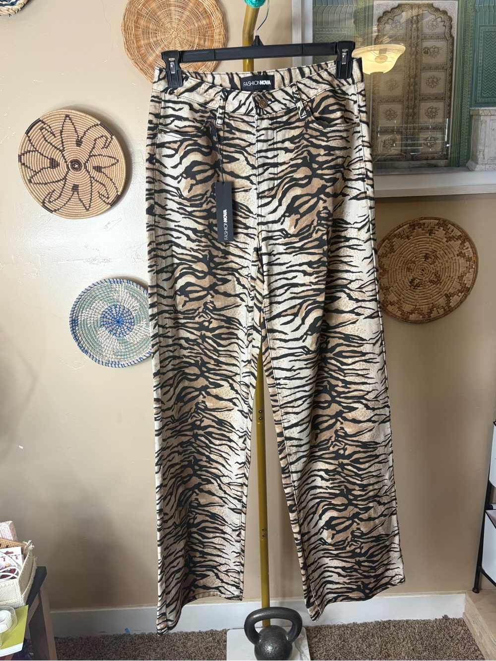 Fashion Nova Zebra-Print Wide-Leg Jeans